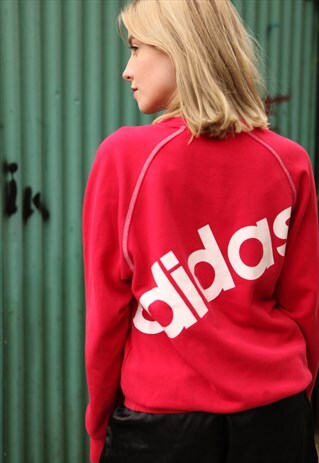 VINTAGE ADIDAS SPELLOUT SWEATSHIRT RED LOGO