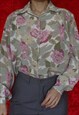 Vintage Blouse Flowers Pink M T628