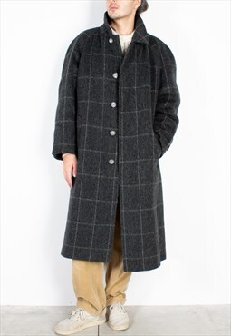 Men's Valentino Grey Green Checked Wool Coat