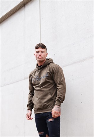 54 FLORAL LARGE GRAPHIC HOODY - KHAKI GREEN