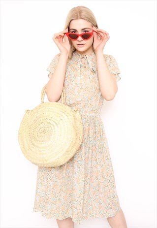 VINTAGE 80S LIGHT FLORAL PRINT DRESS