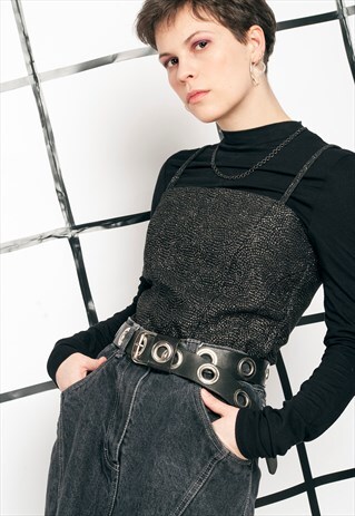 90S VINTAGE CROP TOP W SPAGHETTI STRAPS
