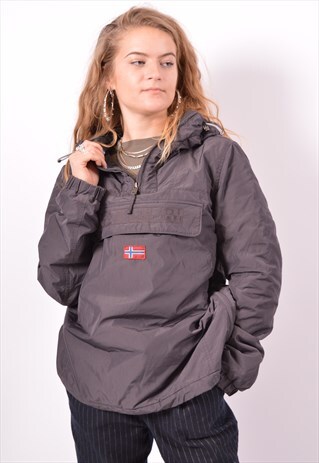 VINTAGE NAPAPIJRI RAINFOREST PULLOVER JACKET GREY