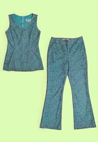 Vintage 70's Two-piece Set Tank Top Flared Pants Petite