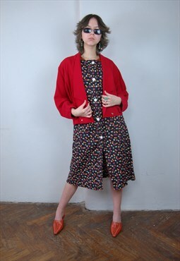 Vintage 80's retro short baggy festival blazer jacket in red
