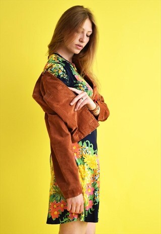 70'S RETRO BOHO GENUINE LEATHER SUEDE CROPPED JACKET