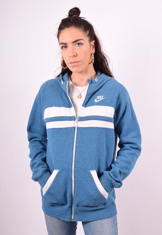 NIKE WOMENS VINTAGE HOODIE JACKET XL BLUE 90'S
