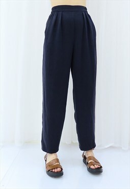 90s Vintage Navy High Waisted Trousers (Size M/L)