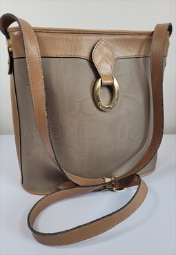 Vintage Christian Dior Monogram Tan Shoulder Bag 