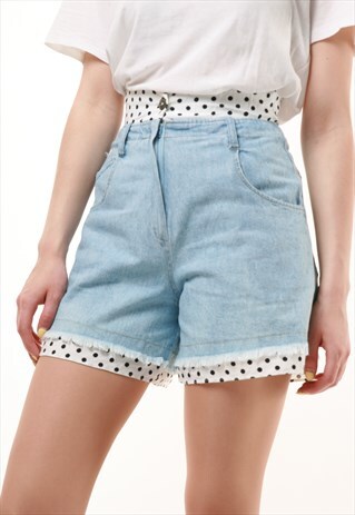 90S VINTAGE HIGH WAISTED BLUE WASH DENIM SHORTS 631