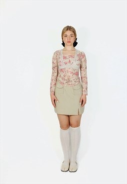 Vintage 90s Minimalism Mini Skirt With Front Fake Pockets