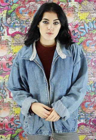 VINTAGE 80S MID BLUE WRANGLER DENIM JACKET. UNISEX