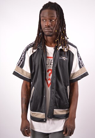 VINTAGE DIADORA TRACKSUIT TOP JACKET SHORT SLEEVE GREY