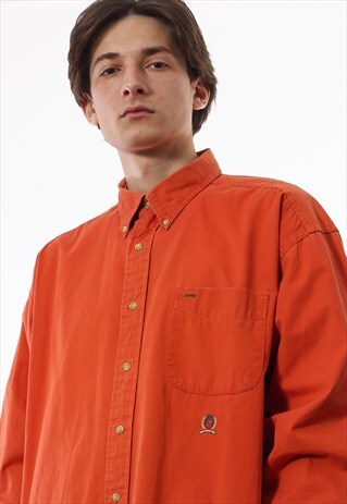 VINTAGE TOMMY HILFIGER 90S ORANGE LONG SLEEVE