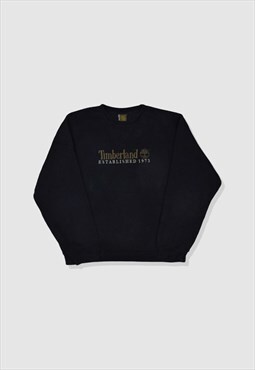 Vintage 90s Timberland Embroidered Logo Sweatshirt in Black