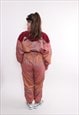 ONE PIECE SKI SUIT, VINTAGE PINK SKI JUMPSUIT, RETRO WOMAN 