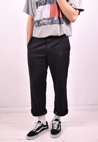 DICKIES MENS VINTAGE TROUSERS W34 L28 BLACK 90S