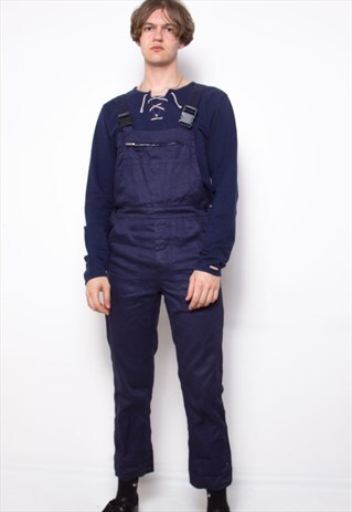 VINTAGE 90S NAVY COTTON DUNGAREES ID:2052