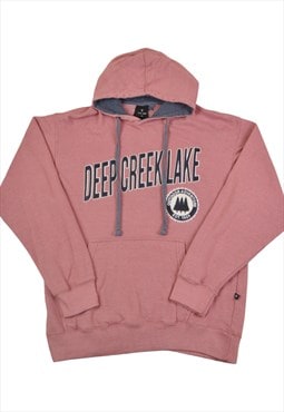Vintage Deep Creek Lake Hoodie Sweatshirt Pink Medium