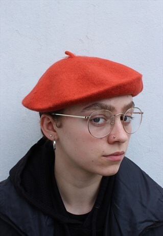ORANGE TERRACOTTA SORBET WOOL BERET