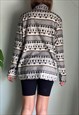 VINTAGE PATTERNED ZIP UP FLEECE JUMPER