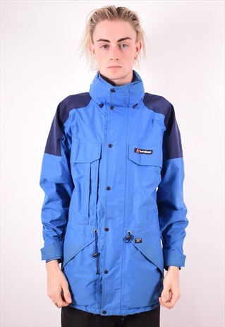 BERGHAUS MENS VINTAGE JACKET LARGE BLUE 90S