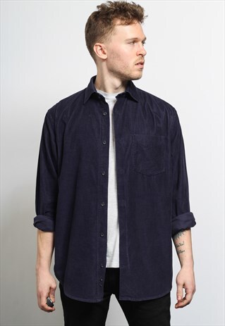VINTAGE CORDUROY CORD SHIRT BLUE