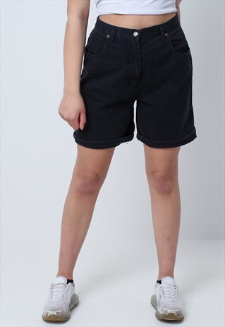 VINTAGE 90S HIGH WAISTED BLACK DENIM SHORTS
