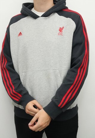ADIDAS - LIVERPOOL GREY EMBROIDERED HOODIE - XXLARGE