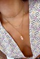 ROSE QUARTZ NECKLACE IN SILVER AND 22K GOLD PLATED