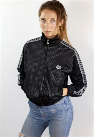 VINTAGE WINDBREAKER BLACK TRACK JACKET ARENA 90S