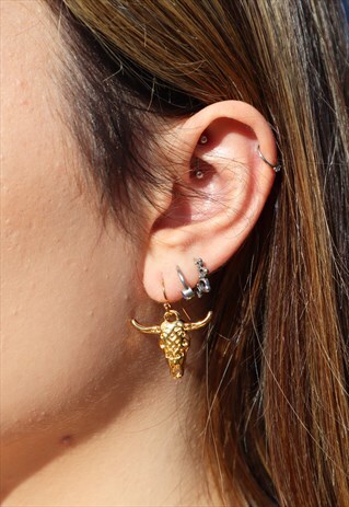 BUFFALO GOLD CHARM EARRINGS