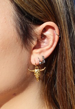 Buffalo Gold Charm Earrings