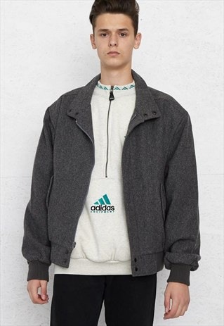 VINTAGE GREY WOOL BOMBER JACKET