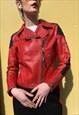 VINTAGE RED LEATHER MOTO JACKET