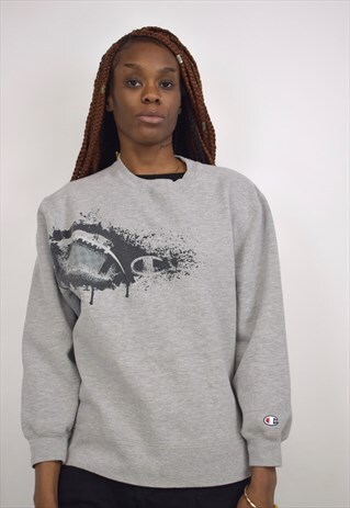 VINTAGE 90S CHAMPION GREY GRAFFITI SWEATSHIRT