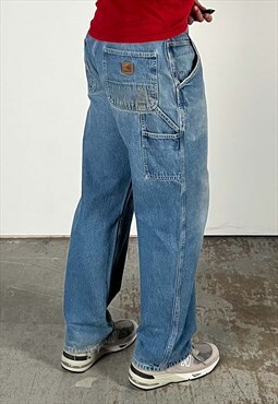 Vintage Carhartt Carpenter Pants Men's Mid Blue