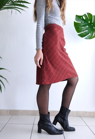 VINTAGE REVIVAL 70S CALVIN KLEIN DOG-TOOTH PRINT SKIRT