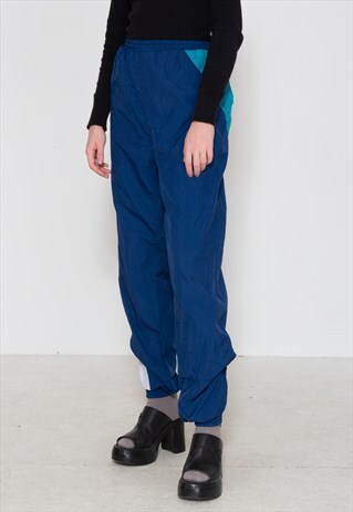 VINTAGE RETRO BLUE SUPER CHAMP TRACK BOTTOMS JOGGERS