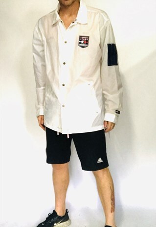 VINTAGE TOMMY HILFIGER JACKET WINDBREAKER WHITE LARGE MEN'S