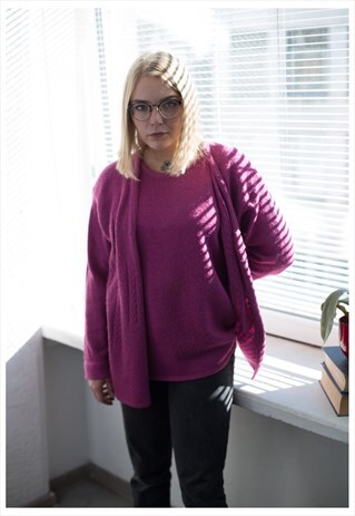 VINTAGE 90'S HOT PINK DOUBLE LAYER CARDIGAN