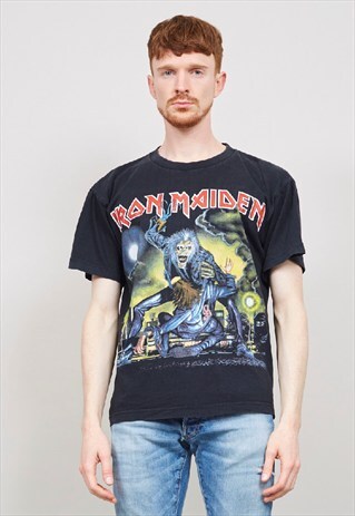 VINTAGE OVERSIZED BLACK IRON MAIDEN BAND T-SHIRT