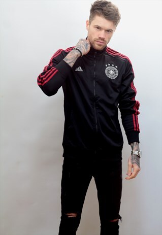 1990'S VINTAGE ADIDAS GERMAN FA TRACK JACKET IN BLACK