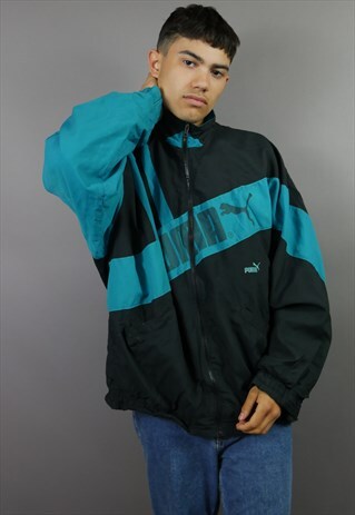 BLACK & TEAL PUMA TRACK JACKET