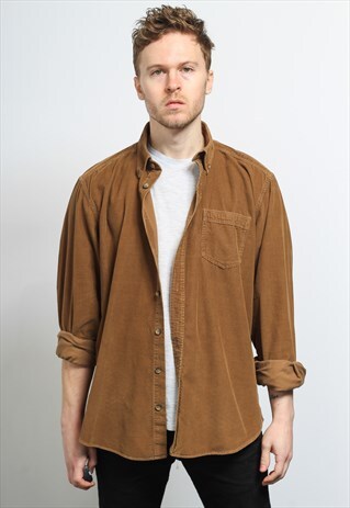 VINTAGE CORDUROY CORD SHIRT BROWN