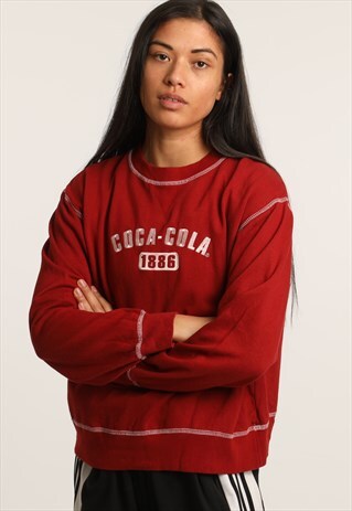VINTAGE COCA COLA EMBROIDERED SPELLOUT SWEATSHIRT