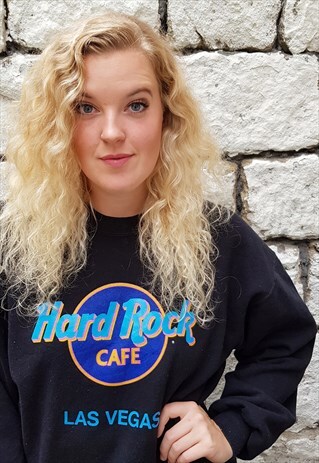 VINTAGE HARD ROCK CAFE SWEATSHIRT BLACK PURPLE BLUE ORANGE