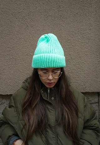 mint green beanie hat