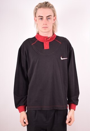 NIKE MENS VINTAGE SWEATSHIRT JUMPER LARGE BLACK 90S