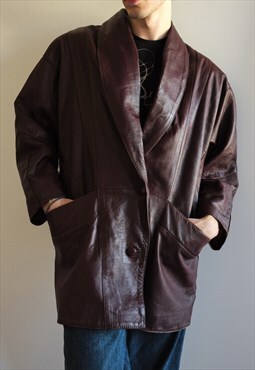 Vintage Burgundy Leather Jacket